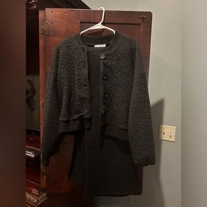 Black cropped wide leg set with button up cardigan